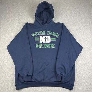 VTG Notre Dame Hoodie Mens Large Fighting Irish Sweatshirt Navy‎ NCAA Football
